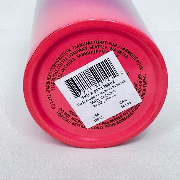 Starbucks Stainless Steel Purple Pink Green Ombre Tumbler With Straw 24oz - Picture 8 of 10